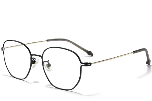 Lunettes ovales en titane noir #BS0218-0054