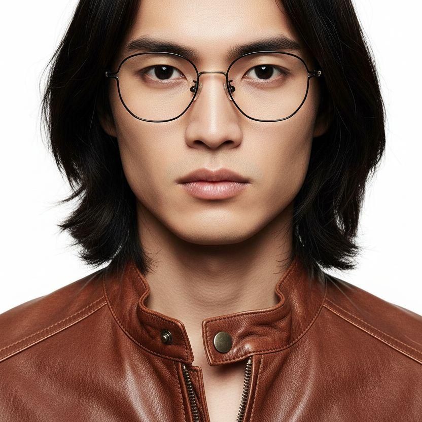 Ovale schwarze Titanbrille #BS0218-0054