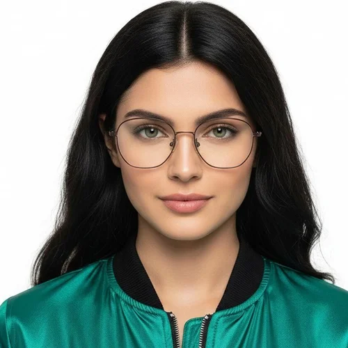 Lunettes ovales en titane noir #BS0218-0055