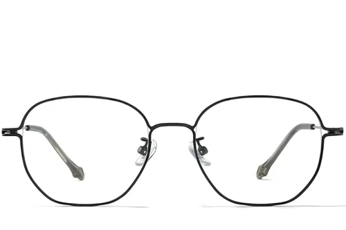Lunettes ovales en titane noir #BS0218-0056