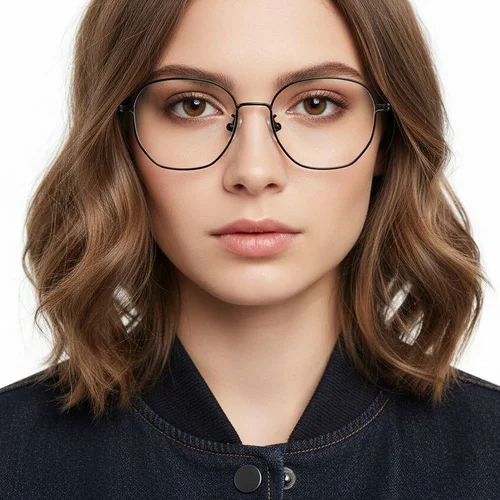 Lunettes ovales en titane noir #BS0218-0056