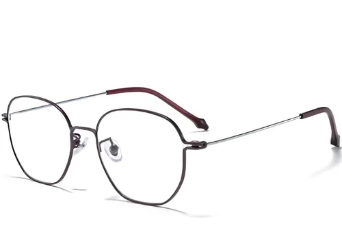 Lunettes ovales en titane brun #BS0218-0057
