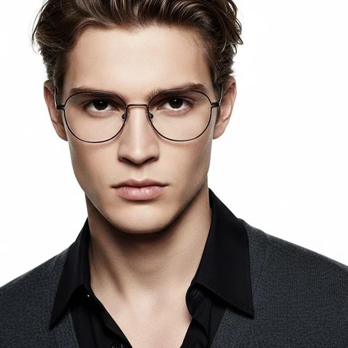 Lunettes ovales en titane brun #BS0218-0057
