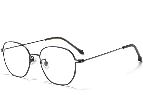 Lunettes ovales en titane noir #BS0218-0058