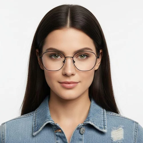 Lunettes ovales en titane noir #BS0218-0058