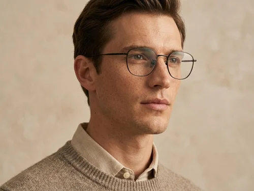 Lunettes rectangulaires en titane noir #BS0218-0059