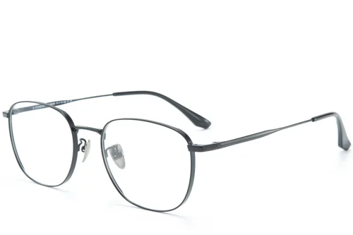 Lunettes rectangulaires en titane noir #BS0218-0059