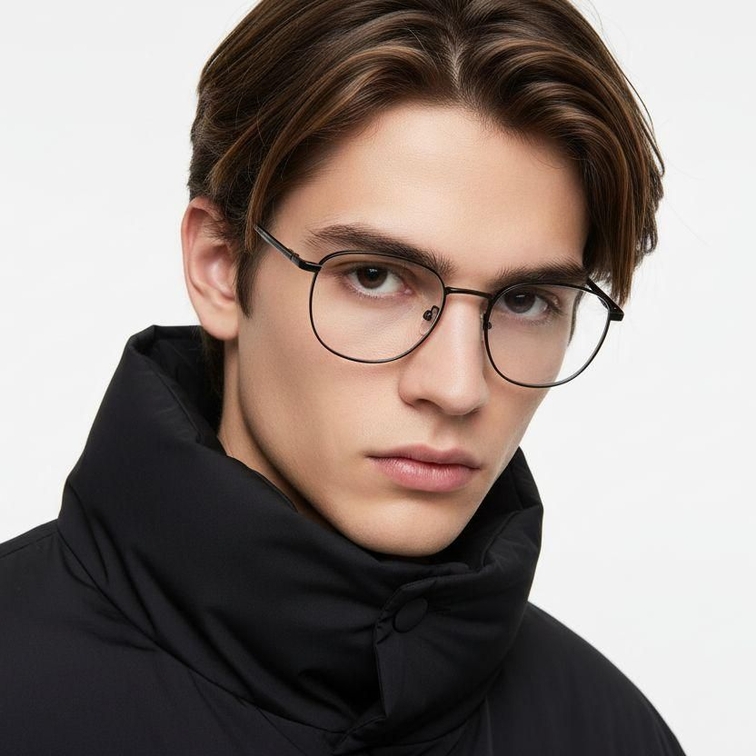 Rectangular Black Titanium Glasses #BS0218-0059