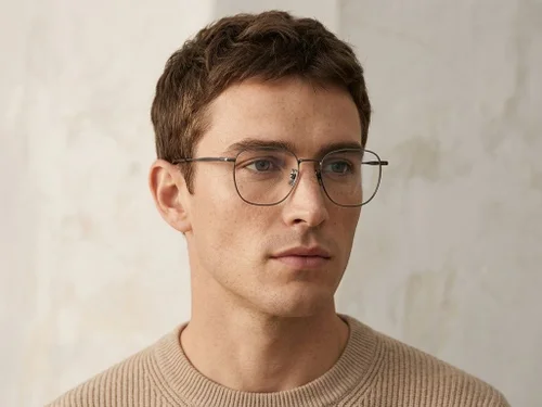 Lunettes rectangulaires en titane brun #BS0218-0060