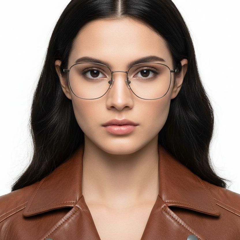 Rectangular Brown Titanium Glasses #BS0218-0060