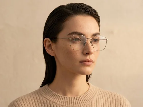 Lunettes rectangulaires en titane gris #BS0218-0061