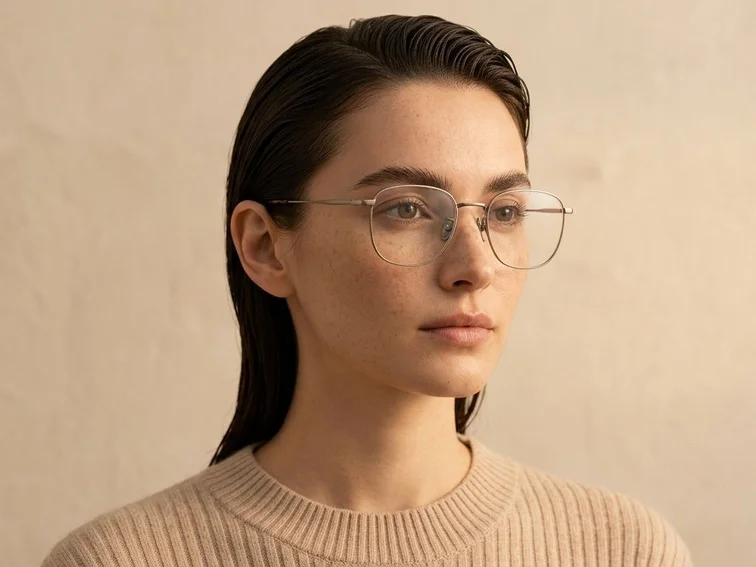 Rectangular Gray Titanium Glasses #BS0218-0061