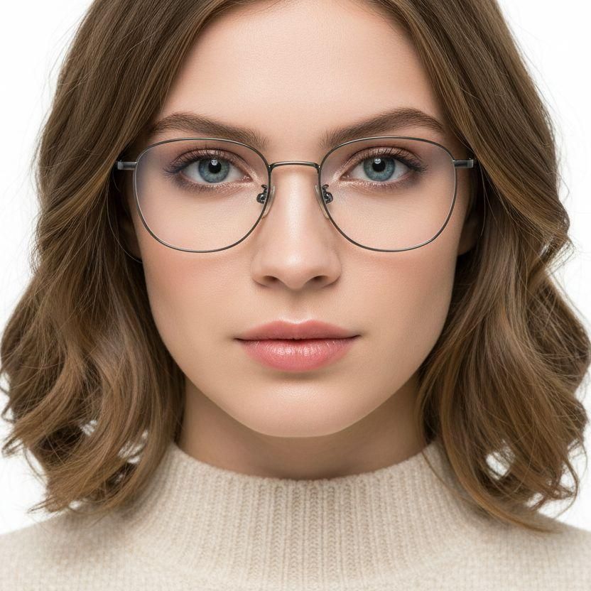 Rectangular Gray Titanium Glasses #BS0218-0062