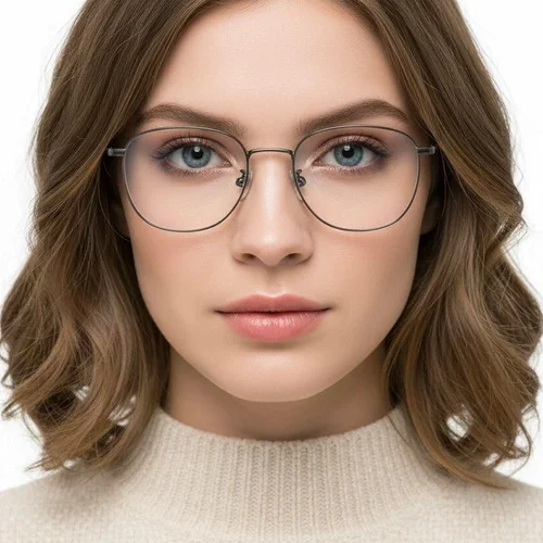 Lunettes rectangulaires en titane gris #BS0218-0062