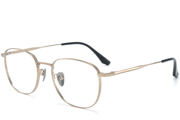 Gafas rectangulares de titanio dorado #BS0218-0063