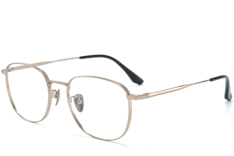 Gafas rectangulares de titanio dorado #BS0218-0063