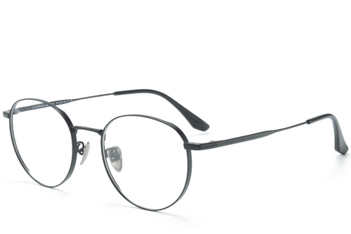 Lunettes ovales en titane noir #BS0218-0064