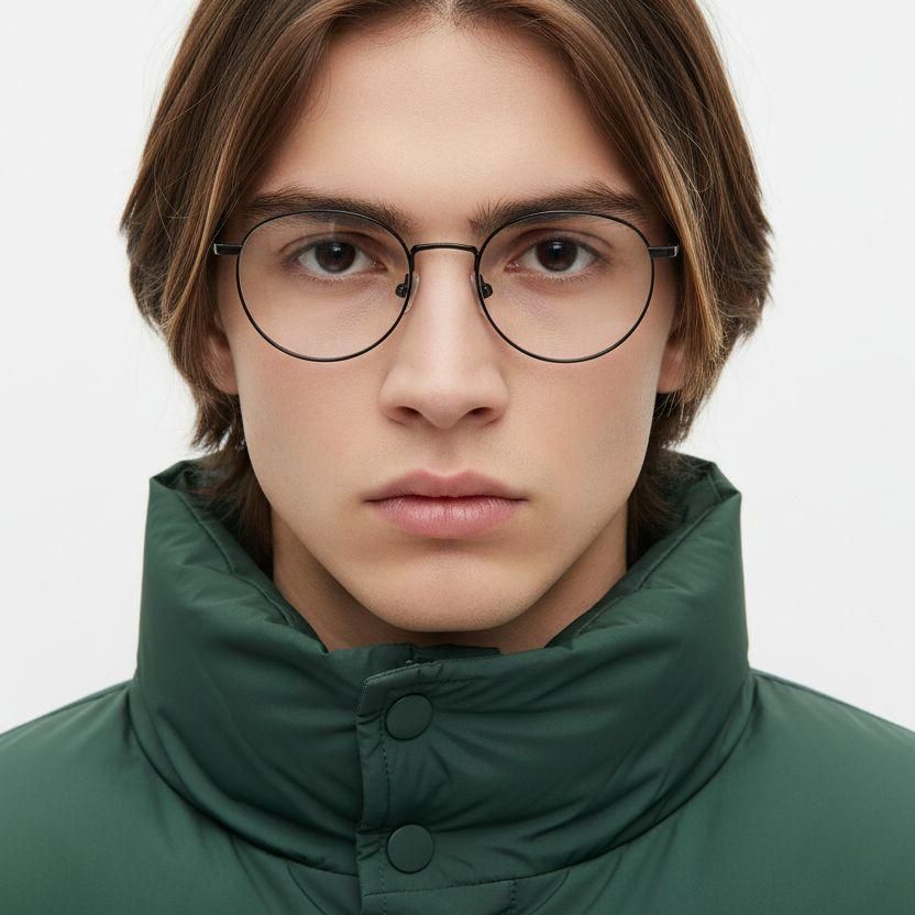 Ovale schwarze Titanbrille #BS0218-0064