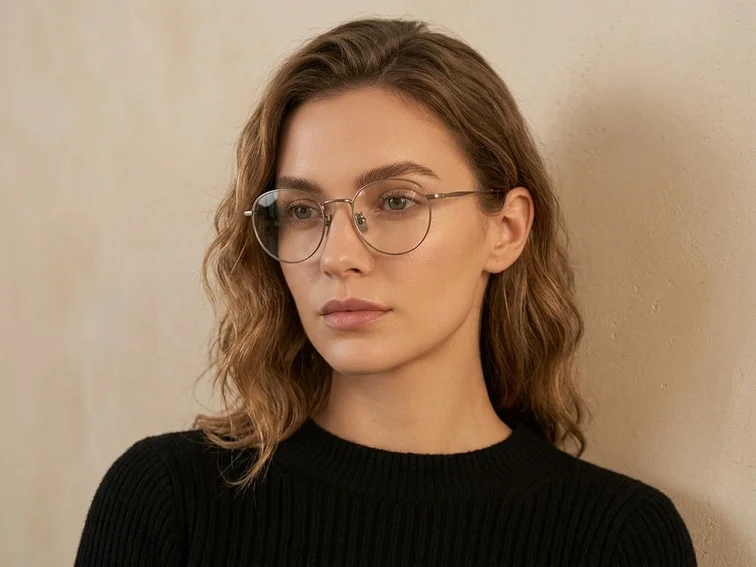 Oval Gray Titanium Glasses #BS0218-0066
