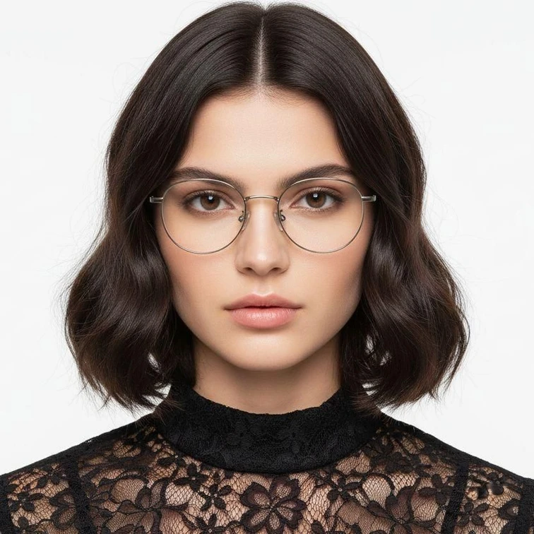Lunettes ovales en titane gris #BS0218-0066