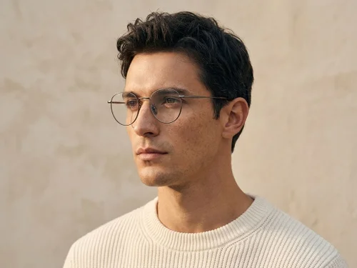 Lunettes ovales en titane gris #BS0218-0067