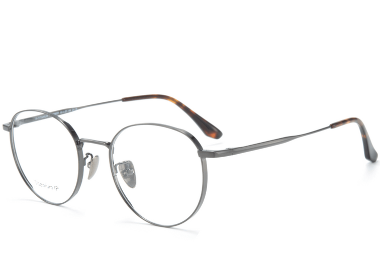 Lunettes ovales en titane gris #BS0218-0067