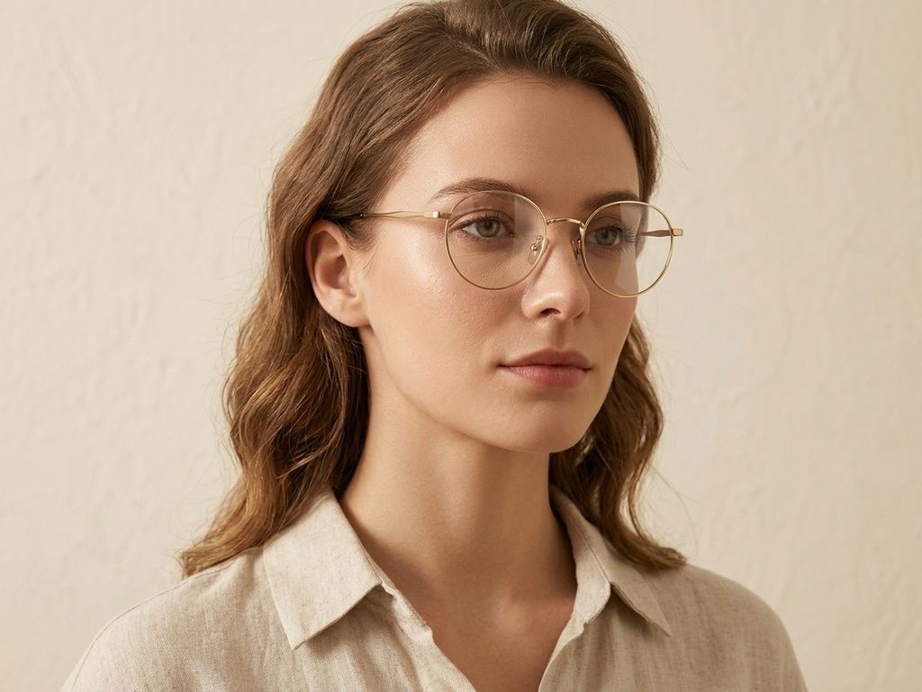 Oval Golden Titanium Glasses #BS0218-0068