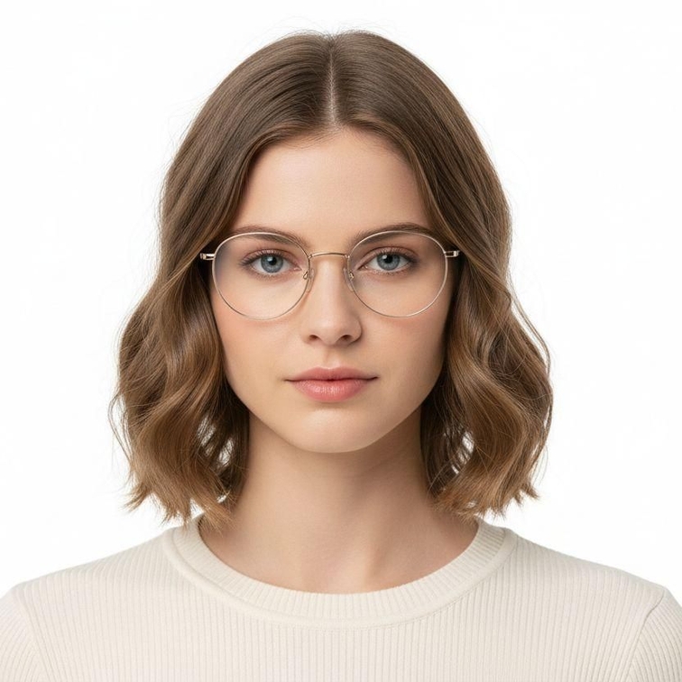 Lunettes ovales en titane doré #BS0218-0068
