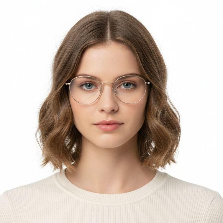 Oval Golden Titanium Glasses #BS0218-0068