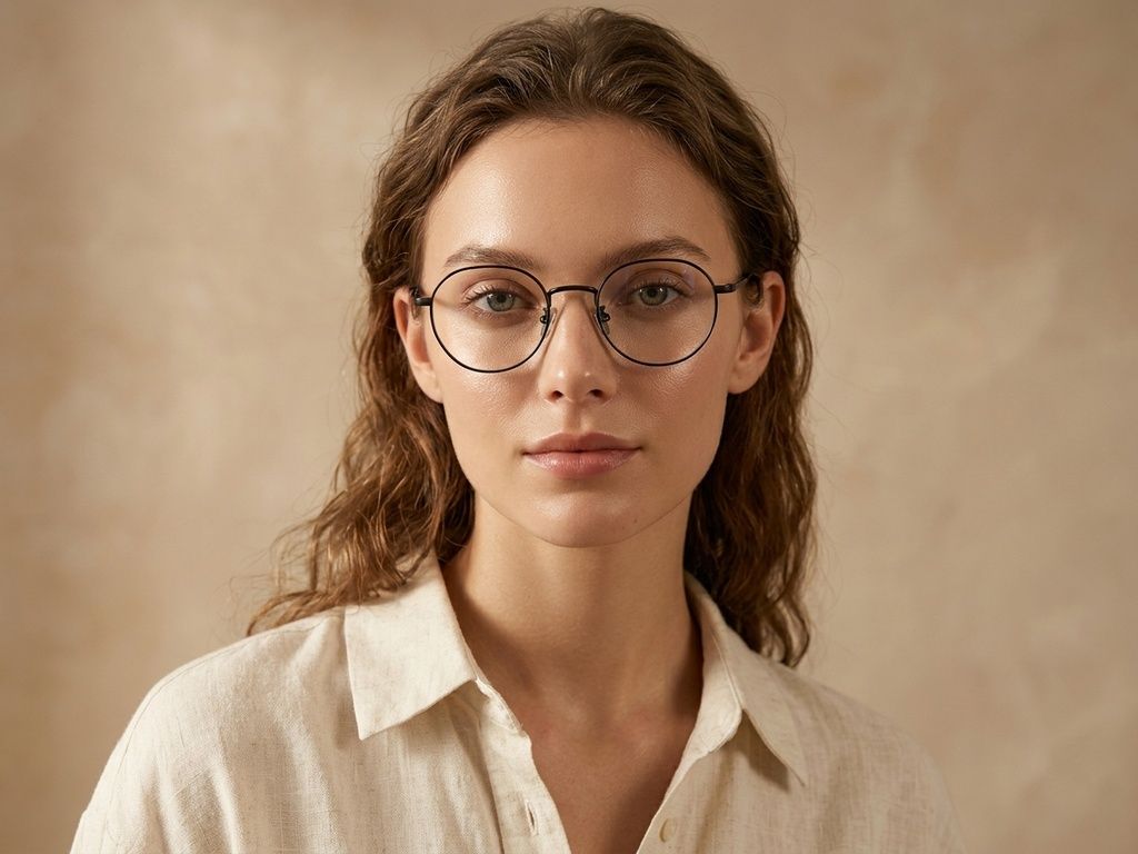 Oval Black Titanium Glasses #BS0218-0069