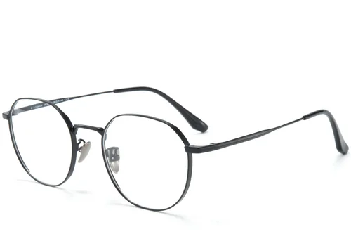 Lunettes ovales en titane noir #BS0218-0069