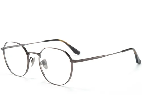 Lunettes ovales en titane brun #BS0218-0070