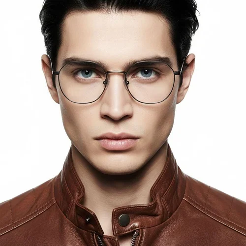 Lunettes ovales en titane brun #BS0218-0070