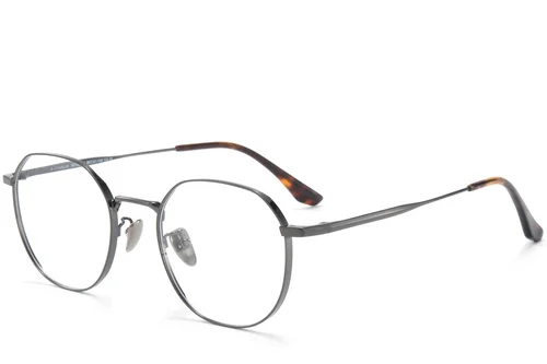 Lunettes ovales en titane gris #BS0218-0072