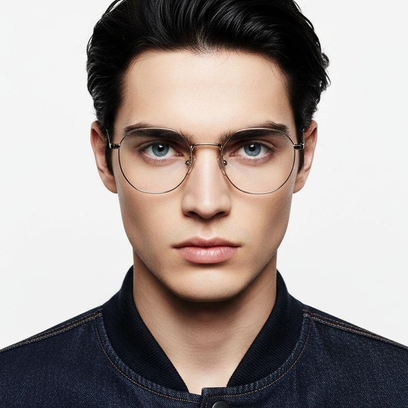 Oval Golden Titanium Glasses #BS0218-0073