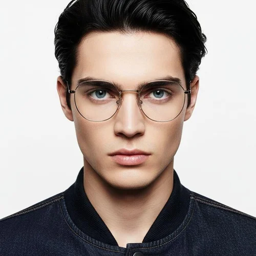 Lunettes ovales en titane doré #BS0218-0073
