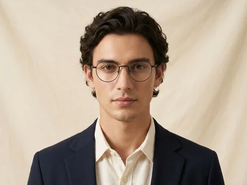 Lunettes ovales en titane noir #BS0218-0074