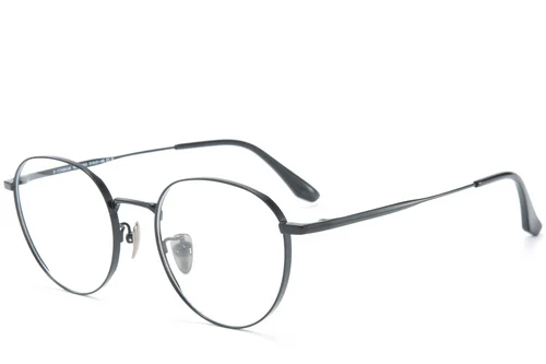 Lunettes ovales en titane noir #BS0218-0074
