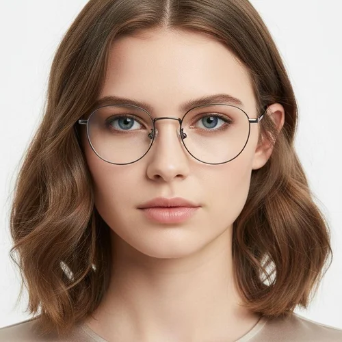 Lunettes ovales en titane brun #BS0218-0075