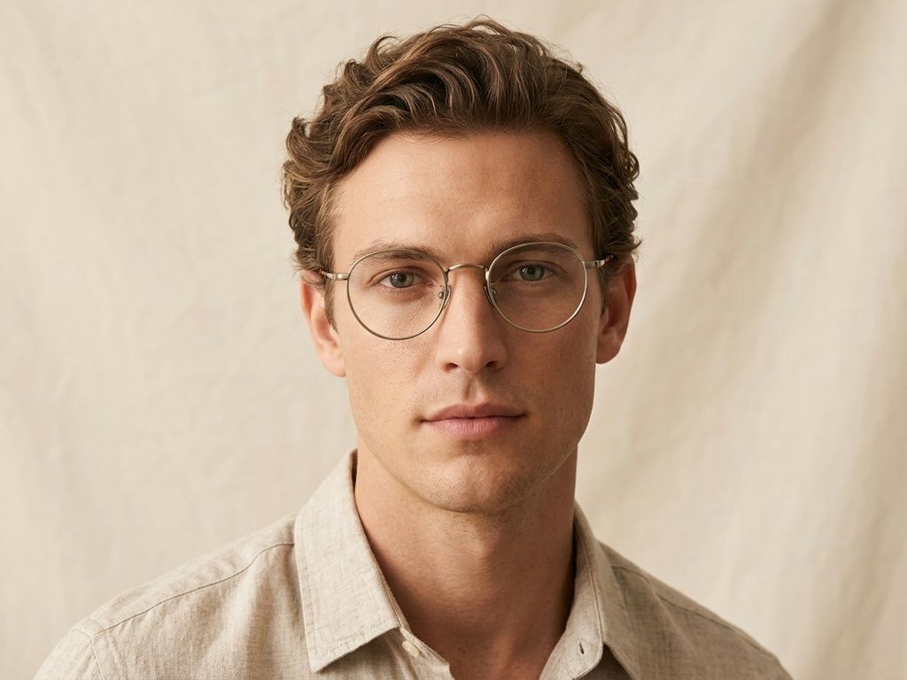 Gafas de titanio gris ovaladas #BS0218-0076