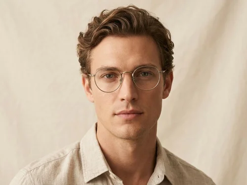 Lunettes ovales en titane gris #BS0218-0076