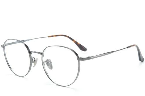 Lunettes ovales en titane gris #BS0218-0077