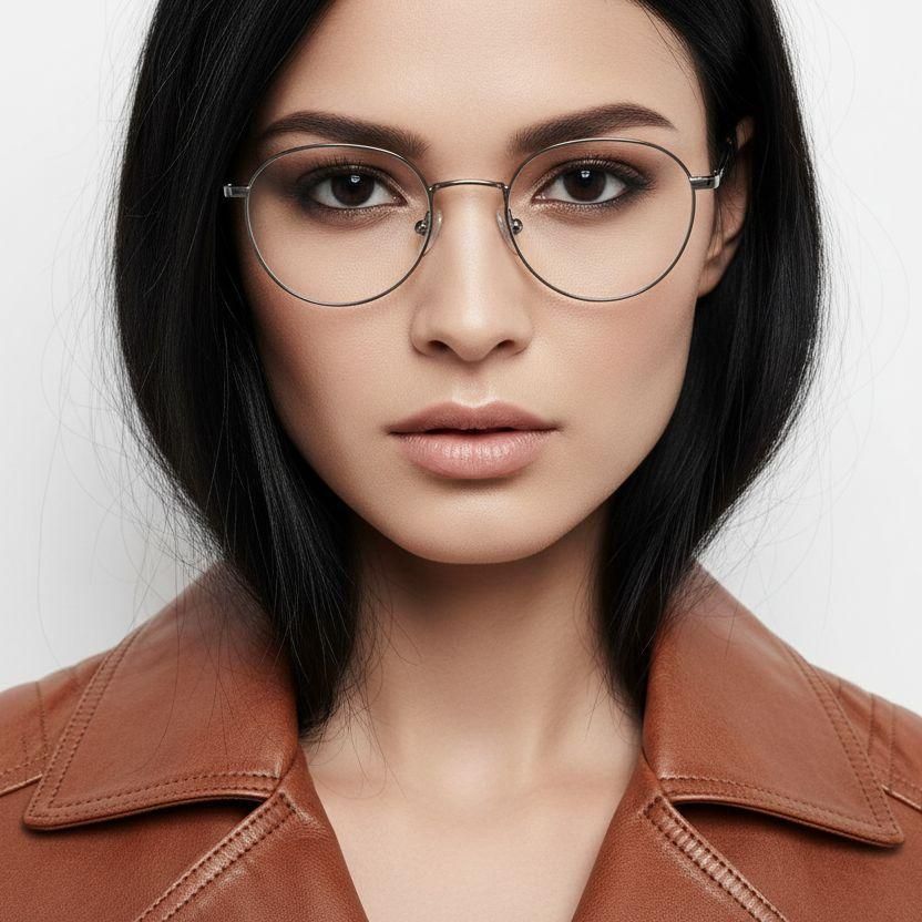 Oval Gray Titanium Glasses #BS0218-0077