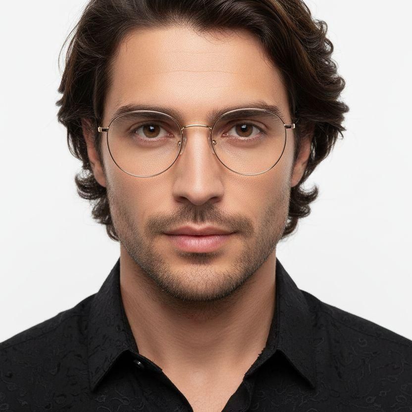 Oval Golden Titanium Glasses #BS0218-0078