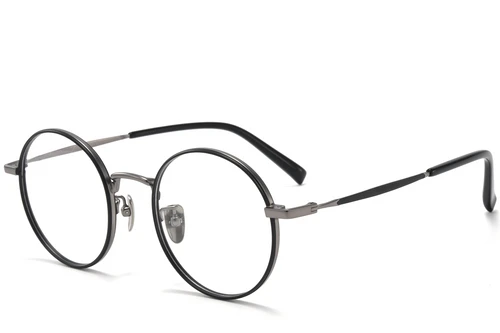 Round Black Titanium Glasses #BS0218-0079