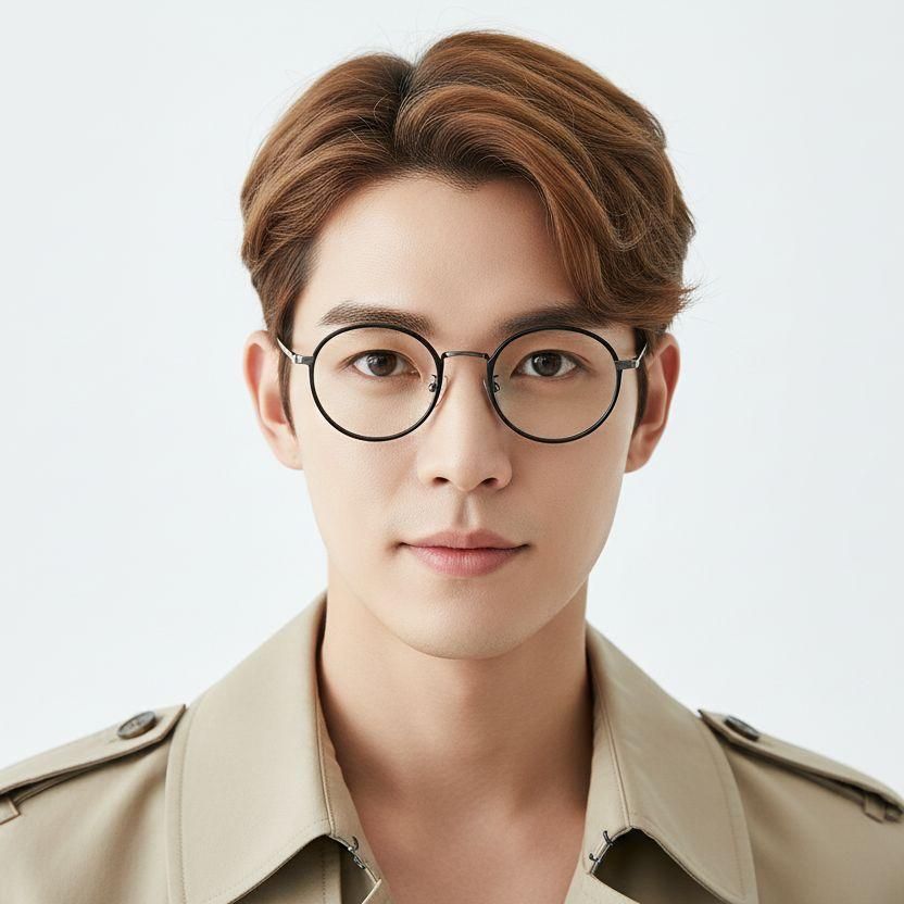 Round Black Titanium Glasses #BS0218-0079