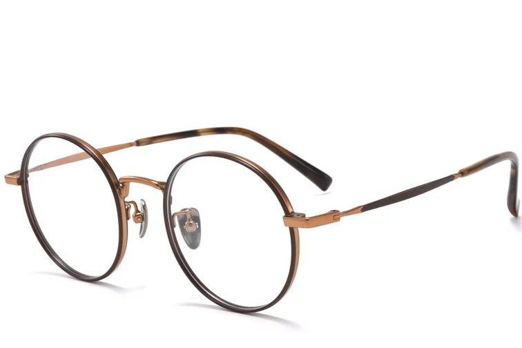 Gafas redondas de titanio marrón #BS0218-0080