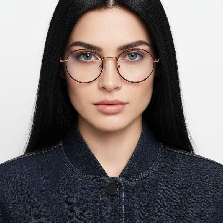 Gafas redondas de titanio marrón #BS0218-0080