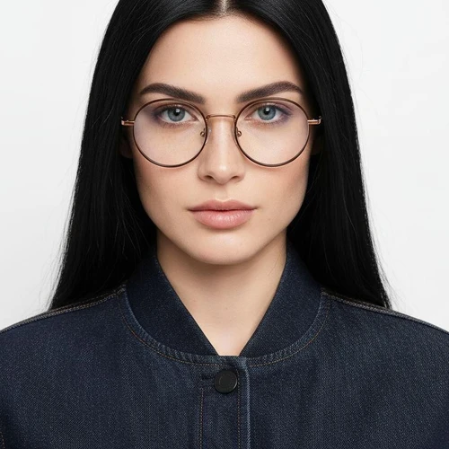 Round Brown Titanium Glasses #BS0218-0080