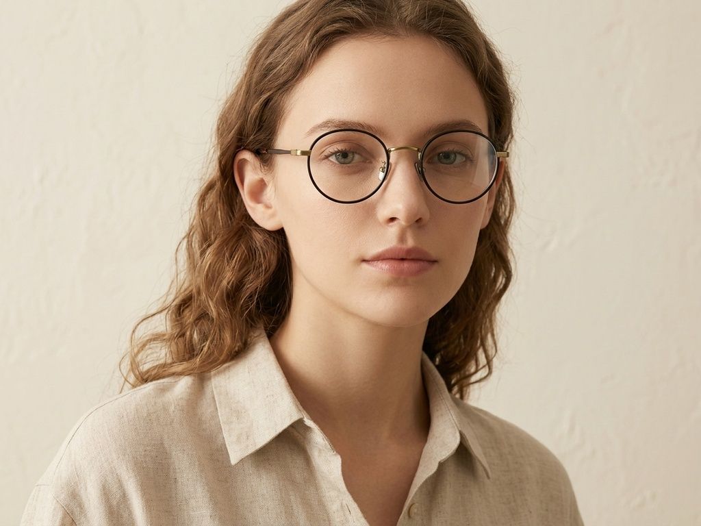 Round Black Titanium Glasses #BS0218-0081